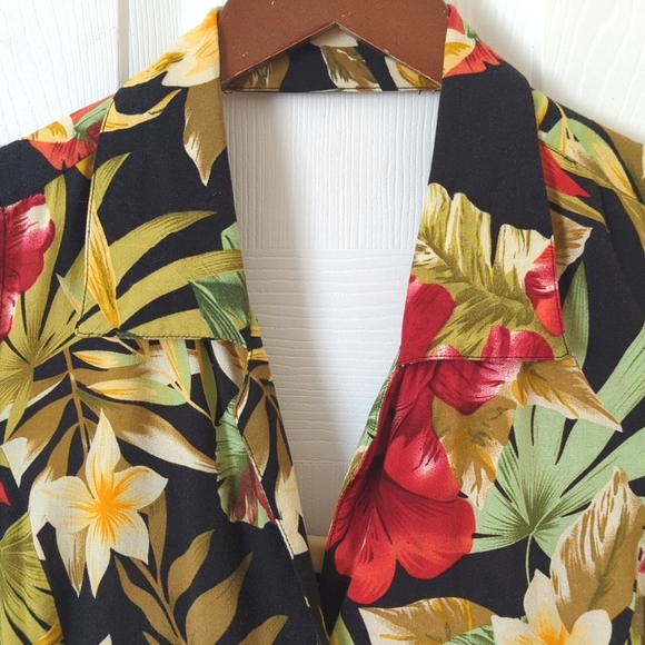 White Stag Y2K Vintage Tropical Floral Sleeveless Button Front Midi Shift Dress - Picture 3 of 12